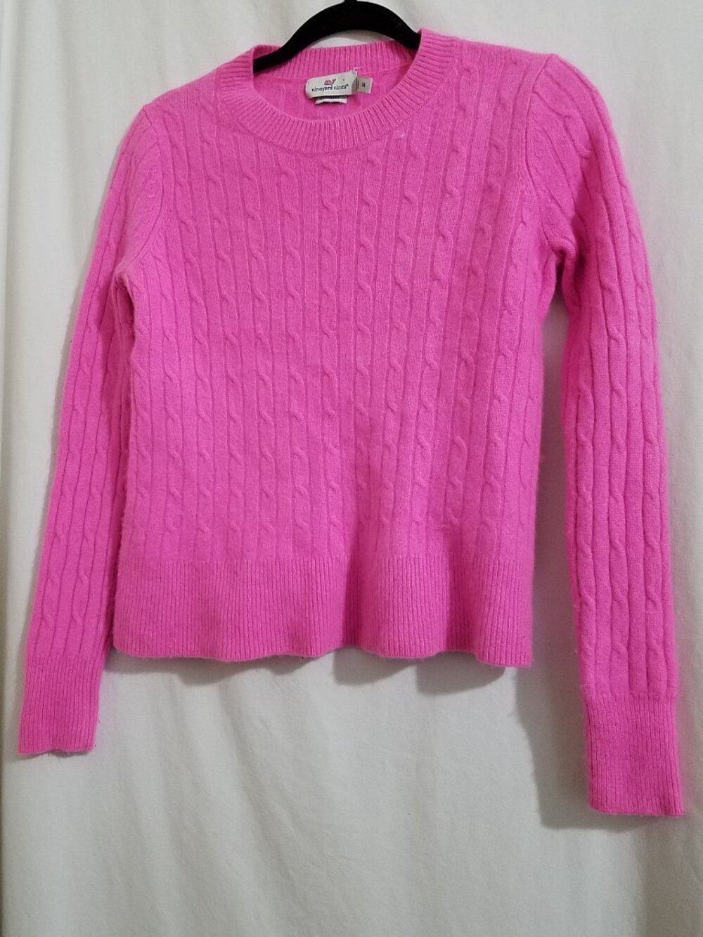 Vineyard Vines 100% Cashmere Cable Knit Sweater | Pink | Medium - Pre-Owned